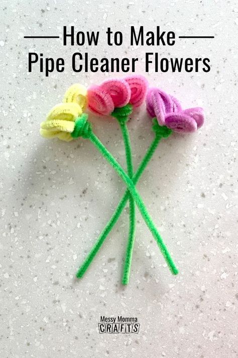 Try this easy craft idea! Kids will love how simple and easy it is to make pipe cleaner flowers for a fun spring craft or handmade gift for Mother’s Day. Learn how at Messy Momma Crafts. #MessyMommaCrafts Flowers Kids Craft, Pipe Cleaner Projects, Construction Paper Flowers, Mother's Day Crafts For Kids, Creative Mother's Day Gifts, Easy Mother's Day Crafts, Clean Flowers, Pipe Cleaner Flowers, Halloween Paper Crafts