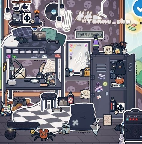 Goth Toca Boca Room, Toca Boca Room Ideas Goth, Grunge Toca Boca Room, Toca Boca Wednesday Room, Toca Boca Emo Room, Room Ideas Goth, Toca Boca Room Ideas Modern Mansion, Bedroom Toca Boca, Toca Boca Bedroom Ideas