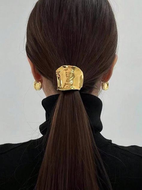 An exclusive offer for you——Affordable prices at Stylewe store, SPU: 1VHA7J460A, Color: Golden Silver, Pattern:Plain, Activity:Daily. Half Updo Hairstyles, Hair Cuffs, A Ponytail, Orthopedic Shoes, Half Updo, Metal Hair Clips, Low Ponytail, Metallic Hair, Gold Hair