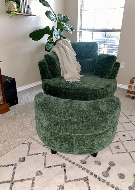 Check out this Amazon review of Chair and A Half with Ottoman, 360° Swivel Chair Modern Circle Round Love Seat Sofa Couch Set Big Comfy Accent Barrel Chairs Living Room Bedroom Lounge Reading Corner Furniture with 4 Pillows (Green) Conversation Corner Ideas, Barrel Chairs Living Room, Circle Couch, Love Seat Sofa, Pillows Green, 4 Pillows, Cuddle Chair, Barrel Chairs, Chairs Living Room