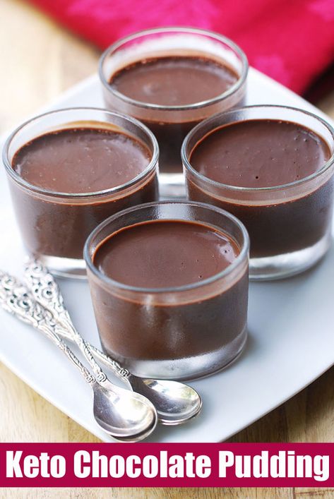 Paleo Chocolate Pudding, Keto Chocolate Pudding, Dolce Poche Calorie, Keto Pudding, Desserts Keto, Postre Keto, Keto Sweets, Recetas Keto, Low Carb Sweets