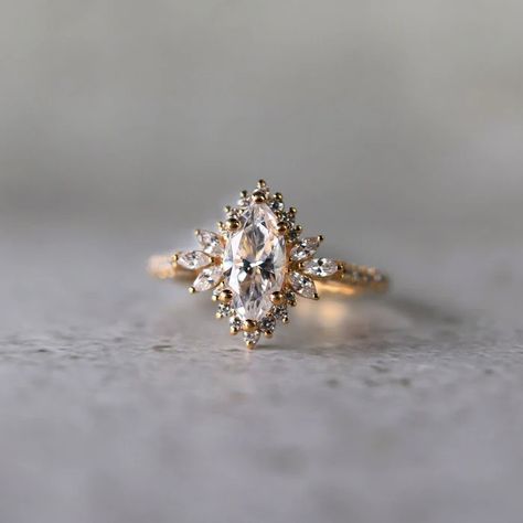 Vintage Marquise Engagement Ring, Dream Wedding Ring, Marquise Cut Engagement Ring, Starburst Design, Marquise Diamond Ring, Cute Engagement Rings, Future Engagement Rings, Engagement Rings Marquise, Dream Engagement Rings