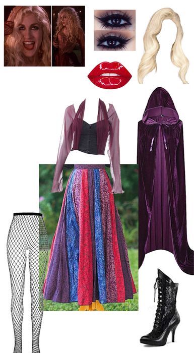 Hocus Pocus Disneybound, Sarah Sanderson Costume Diy, Sarah Sanderson Makeup, Coven Party, Outfit Ideas For Halloween, Sisters Costumes, Sanderson Sisters Costumes, Hocus Pocus Halloween Costumes, Sarah Sanderson Costume