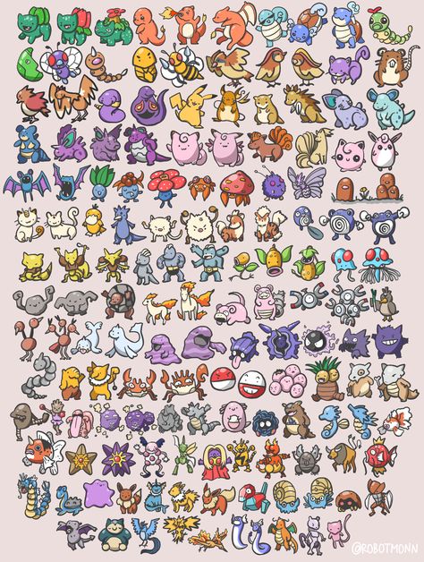 Pokemon Color By Number, All 151 Pokemon, Pokemon 2000, Original 151 Pokemon, Original 151, 151 Pokemon, Game Card Design, Art Games, Original Pokemon