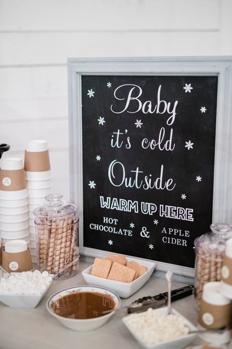 Bar Armoire Ideas, Coffee Bar Armoire Ideas, Winter Wedding Drinks, January Baby Shower, Christmas Engagement Party, Winter Engagement Party, Christmas Bridal Showers, Winter Baby Shower Themes, Bebe Shower