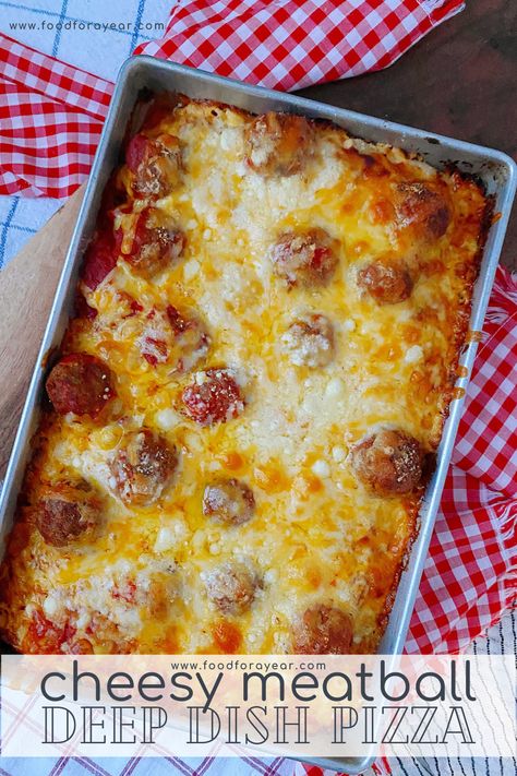 Deep Dish Meatball Pizza, Pizza Meatballs Recipe, Meatball Pizza Bake Crockpot, What To Do With Meatballs, Meatball Pizza Bake, Meatball Pizza Recipes, White Sauce Pizza Recipe, Pizza Meatballs, Stromboli Recipes