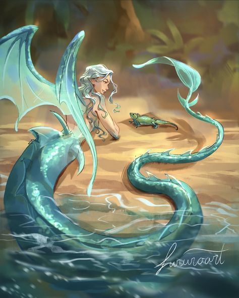 Water Dragon Sea Dragon Art, Dragon Mermaid, Mermaid Drawings, Water Dragon, Sea Dragon, Fantasy Creatures Art, Sea Creature, Arte Sketchbook, Mythical Creatures Art