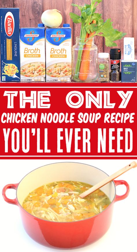 Homemade Chicken Noodle Soup Recipe Quick Easy Chicken Noodle Soup Recipes, Stove Top Chicken Noodle Soup Homemade, Diy Chicken Noodle Soup Easy, Chicken Noodle Soup Without Egg Noodles, Super Easy Chicken Noodle Soup, Easy Fast Chicken Noodle Soup, Spaghetti Noodle Soup Recipes, Cheap Chicken Noodle Soup Recipe, Chicken Noodle Soup Seasoning Recipe