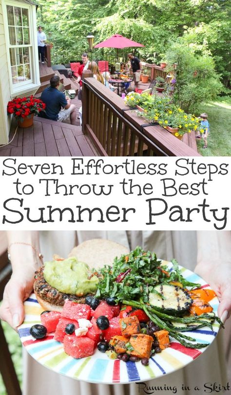 Seven Effortless Summer Party Ideas for the best fun backyard cookout.  These hacks include hosting ideas, food, drinks, recipes and how to keep your yard mosquito free... including a must try control spray for yard.  Get your menu and outdoor activities here! / Running in a Skirt #SummerwithOrkin #AD #mosquito #summer #party #hosting #lifestyle #healthyliving Backyard Cookout Ideas, Backyard Barbeque Party, Birthday Cookout, Backyard Hosting, Cookout Ideas, Summer Backyard Parties, Cookout Menu, Outdoor Hosting, Bbq Party Food