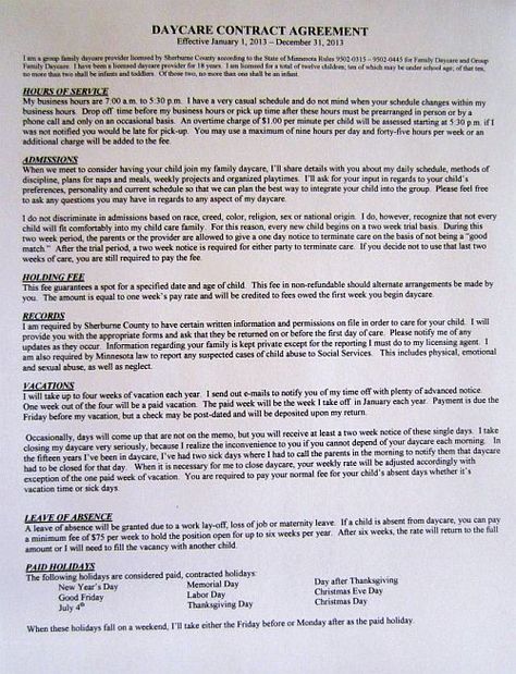 Daycare Contracts keep order in your business. Pick the contract style that fits your daycare the best. Daycare Contract Template, Home Daycare Contract, Daycare Paperwork, Daycare Contract, Opening A Daycare, Daycare Setup, In Home Childcare, Daycare Business Plan, Daycare Rooms