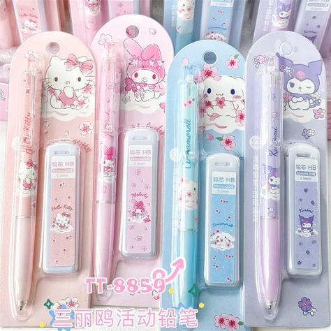 4-24pcs Sanrio Hello Kitty Sakura Series 0.5mm Mechanical Pencil Stationery High Face Value Automatic Pencil Wholesale - AliExpress Hello Kitty Mechanical Pencils, Sanrio Mechanical Pencils, Hello Kitty Sakura, Sanrio Stationary, Hello Kitty School Supplies, Hello Kitty School, Diy Hello Kitty, Pretty School Supplies, Kids Stationary