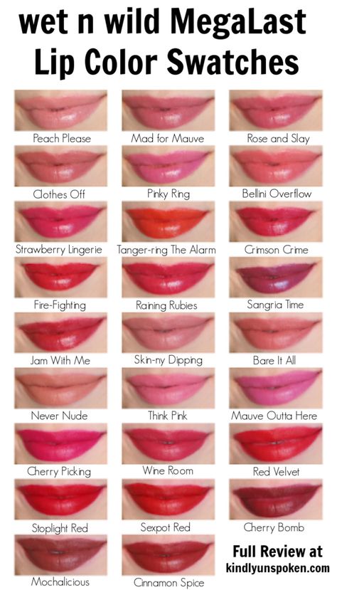 Affordable Lipstick, Wet N Wild Lipstick, Lip Color Shades, Drugstore Lipstick, Lip Color Lipstick, Beautiful Lipstick, Matte Lipsticks, Colors For Skin Tone, Lip Swatches