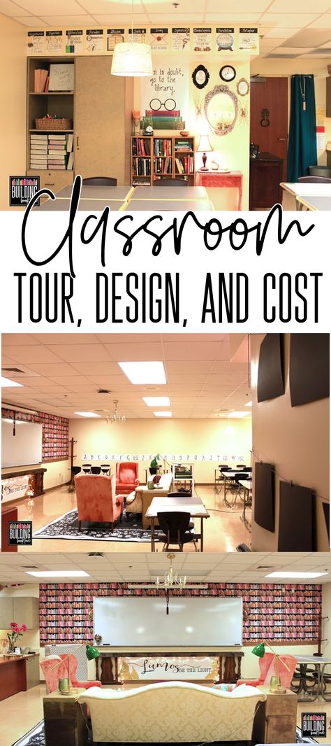 Classroom tour, design, and cost: Take a tour of my high school English classroom! Decorating A High School Classroom, High School Room Decorating Ideas, Cozy Classroom Ideas Middle School, Flexible Seating Classroom High School, High School Classroom Organization, High School Classroom Design, Classroom Lighting Ideas, Cozy Classroom Ideas High School, High School Classroom Decorating Ideas