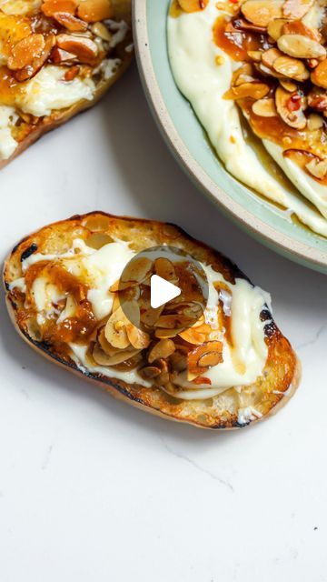 Nadia Aidi on Instagram: "Whipped Brie & Goat Cheese Dip topped with fig orange jam and brown butter almonds❤️ your new favorite app! This is the best of my whipped brie trio… I love brie in all its forms but this is perfect for spreading on bread, hosting or if you don’t like the rind? Ingredients: •6 oz brie (rind removed). •6 oz goat cheese log. •1/4 cup + 1 tbsp fig orange jam. •1/3 cup sliced almonds. •2 tbsp butter. •flaky salt. •crushed red peppers. Directions: 1. Cube the brie and goat cheese. Add to a food processor and pulse until smooth. 2. Add the butter to a pan and swirl until slightly browned. Add in almonds and fry until golden, about 1-2 min. Watch closely. 3. Spread the brie on a plate, top with the fig jam, almonds, browned butter, flaky salt and crushed red peppers. Whipped Brie, Goat Cheese Log, Cheese Ideas, Goat Cheese Dip, Cheese Log, Orange Jam, Flaky Salt, Browned Butter, Fig Jam