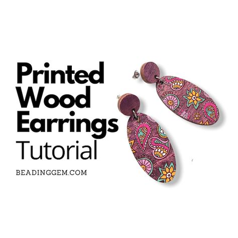 Mod Podge Wood Earrings, Wood And Bead Earrings, Mod Podge On Wood, Decoupage Earrings, Free Jewellery Making Tutorials, Wood Earrings Stud, Nail Foil, Mixed Media Jewelry, Foil Nails