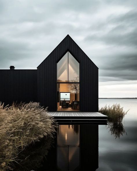 Minimal Houses, Black Houses, Nordic House, Casa Loft, Chalet Design, Minimal Architecture, Haus Am See, Casa Country, Architecture Magazines