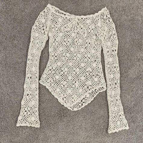 Crochet Tops Ideas, Crochet Long Sleeve Tops, Crochet Princess, Fairy Top, Kleidung Diy, Crochet Fashion Patterns, Floral Crochet, Summer Inspo, Crochet Tops