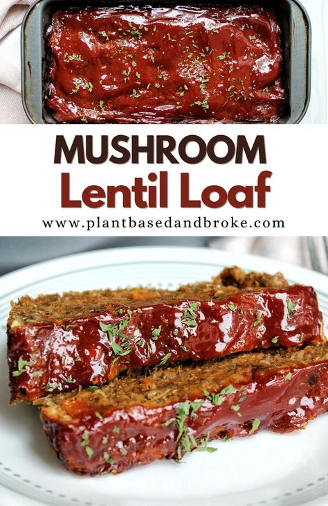 Let’s crank on the oven for an umami-blasted Mushroom Lentil Loaf made with plant-based ingredients! Made with juicy mushrooms, protein-packed lentils, spices, and topped with a sweet-and-savory glaze. #vegan #dinner #thanksgiving #dinnerideas Mushroom Meatloaf Recipes, Lentil Loaf Vegan, Lentil Meatloaf, Vegetarian Meatloaf, Vegan Meatloaf, Lentil Loaf, Dinner Thanksgiving, Brown Lentils, Cremini Mushrooms