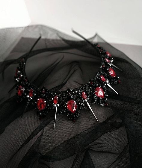 Black Crown With Metal Spikes Black and Red Crown for | Etsy Black Tiara Gothic, Persephone Crown, Black Halo Crown, Evil Queen Crown, Prom Tiaras, Black Tiara, Gothic Crown, Goth Accessories, Halo Crown