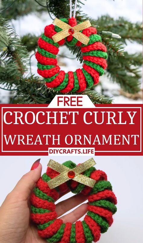 Easy Crochet Christmas Wreath Ornament Patterns - DIY Crafts Crocheted Christmas Wreath Ornaments, Crochet Mini Christmas Wreath Free Pattern, Crochet Vintage Christmas Ornaments, Crochet Ornaments Christmas Easy Diy, Crocheted Wreath Ornaments, Xmas Crochet Ornaments, Crocheted Christmas Wreaths Free Pattern, Crochet Poinsettia Free Pattern Easy, Christmas Ornaments To Crochet