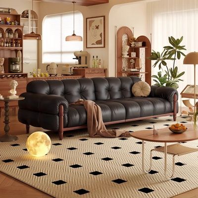 Brown leather sofa decor