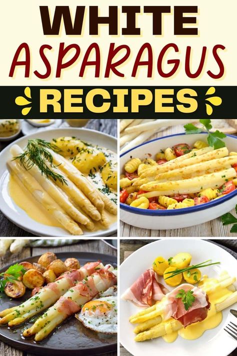 Try these white asparagus recipes for a break from the norm. From lemon-dill to roasted to pan-fried, you can't go wrong with this interesting veggie. White Asparagus Salad, White Asparagus Recipes, Asparagus Appetizer, Asparagus Bacon, White Asparagus, Asparagus Recipes, Lemon Dill, Asparagus Soup, Asparagus Salad