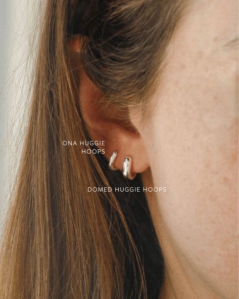 Give your ears a big (and shiny!) hug.With elegant curves, graceful contours and effortless volume, our chunkiest huggie hoops frame your face and highlight your features just right—from day to night. Sold as a pair. Dainty Double Ear Piercing, Elegant Piercings, Double Ear Piercing, Silver Hoops Earrings, Double Ear Piercings, Gauged Earrings, Hypoallergenic Jewelry, Jewelry Lookbook, Earring Posts