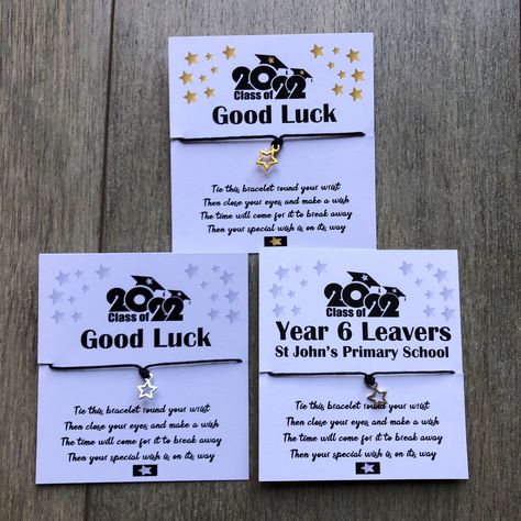 CLASS OF 2022,End of school term gifts Year 6 Leavers, end of year, Nursery or Graduation ( any wording can be added) each card measures 10 x 10 cm, and comes in a clear cello pack On a wax cotton cord, approx 30cm, choose either a silver of gold star ( colour on the card will match this too)  £1.50 per item, Postage is a standard £2.10Royal Mail 1st Class Leavers Party, Senior Student, School Leavers, Award Ideas, Goodbye Gifts, Kids Graduation, Spirit Gifts, 2024 Year, End Of Term