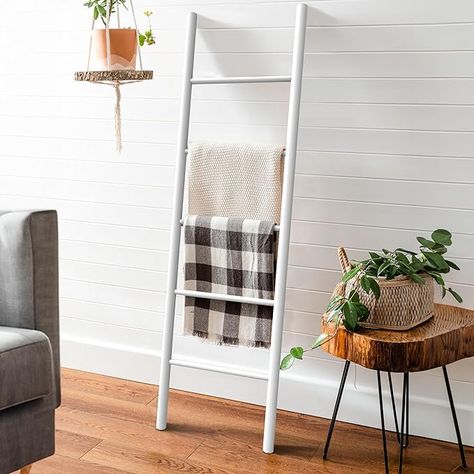 Amazon.com: DWVO 4.8Ft Poly Lumber Wall Leaning Blanket Ladders Quilt Towel Display Rack Shelf Holder, Hips Water-Resistant Rack Rustic Farmhouse (White) : Home & Kitchen Blanket Ladders, Blanket Holder, Towel Display, Quilt Ladder, Shelf Holder, Farmhouse White, Quilt Rack, Towel Organization, Shelf Holders