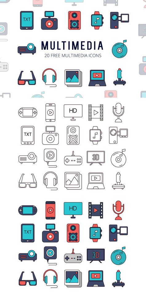 Multimedia Design Graphics, Icon People, Technology Design Graphic, Multimedia Design, Icon Images, Icon Set Design, Free Icon Set, Icon Sets, Doodle Fonts