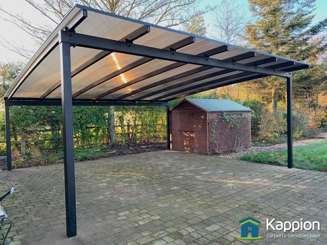 Parking Canopy Installed today in Grimsby by Kappion Carports & Canopies. Car Canopy Outdoor, Canopy Carport Design, Canopy Ideas Outdoor, Parking Canopy, Solar Parking, Pindaya, Parking Shed, Shed Roof Design, Car Porch Design