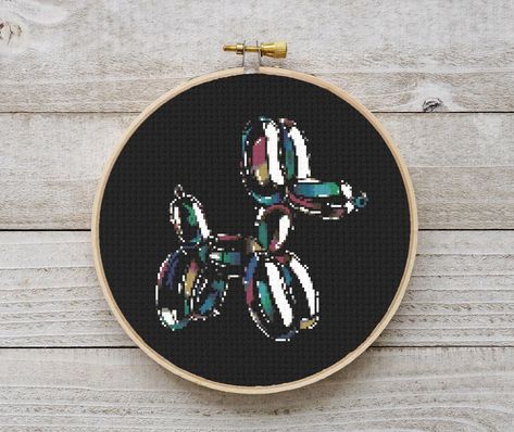 Glass Balloon Dog Cross Stitch Pattern This pattern is an instant digital download PDF. 📌 Stitches Required: Full cross stitches 🧵 Colors Required: 21 DMC floss colors 🧵 Fabric: 14-count 🧵 Size: 130 x 130 stitches 🧵 Fabric Size: 9.25 x 9.25 inches    ------------------------------------------------------- 📌 PDF Included: ✅ Pattern in color symbols with floss legend on several sheets (ideal for printing); ✅ Pattern in color symbols on 1 sheet (ideal for tablet or printing); ✅ List of DMC th Minimalist Cross Stitch Pattern, Masculine Cross Stitch, Drag Race Cross Stitch, Cross Stitch On Black Aida Cloth, Toilet Cross Stitch, Cross Stitch Aesthetic, Adult Cross Stitch, Cross Stitch Decor, Stitch Decor