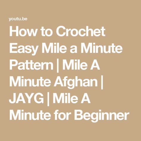 How to Crochet Easy Mile a Minute Pattern | Mile A Minute Afghan | JAYG | Mile A Minute for Beginner Mile A Minute Crochet, Mile A Minute Afghan, Crochet Mile A Minute, Beginner Youtube, Scrap Yarn, Easy Crochet Patterns Free, Crochet Easy, Afghan Pattern, How To Crochet