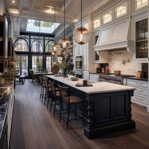 Mansion Kitchen, Blue Kitchen Designs, Modern Luxury Kitchen, House Vibes, Victorian Kitchen, Dream Kitchens Design, Beautiful Kitchen Designs, Classic Kitchen, Kitchen Concepts