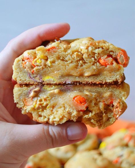 Hayley Parker on Instagram: “{NEW!!} Oops I did it again! I didn’t play with your heart (too much work and I’m lazy) but I DID make these LEVAIN BAKERY-STYLE PEANUT…” Giant Thick Cookie Recipe, Thick Gooey Cookies, Jumbo Peanut Butter Cookies, Modern Honey Levain Cookies, Bakesale Treats, Crazy Cookie Recipes, Ultimate Peanut Butter Cookies, Huge Cookies, Jumbo Cookies