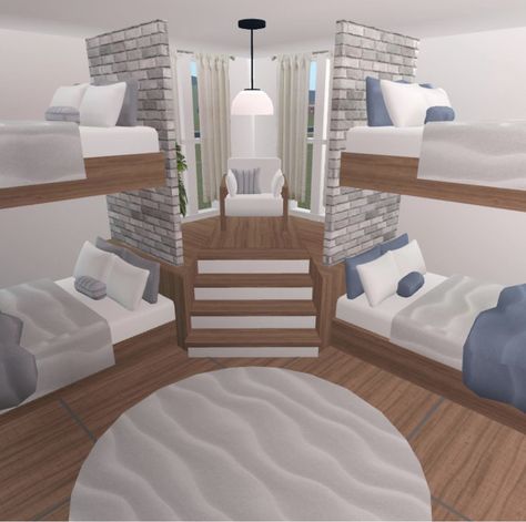 One Floor Bloxburg House Ideas, 4 By 4 Bloxburg Bedroom, Roblox Bloxburg Parent Bedroom Ideas, Bloxburg Bunkbed Ideas, House Room Ideas Bloxburg, Roblox Bloxburg House Ideas Layout Big 2 Story, Bloxburg Room Designs, Bloxburg Sleepover Room, Bloxburg Loft Ideas