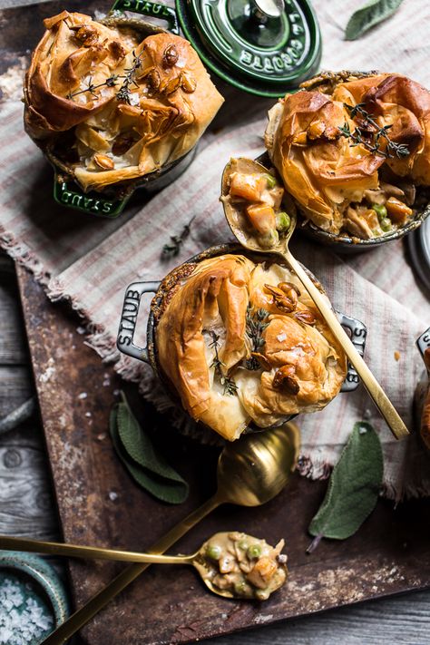 Autumn Chicken and Phyllo Dough Pot Pies | halfbakedharvest.com @hbharvest Autumn Chicken, Half Baked Harvest Recipes, Fresh Sage, Yummy Chicken, Harvest Recipes, Pot Pies, Phyllo Dough, Half Baked, Sage Leaves