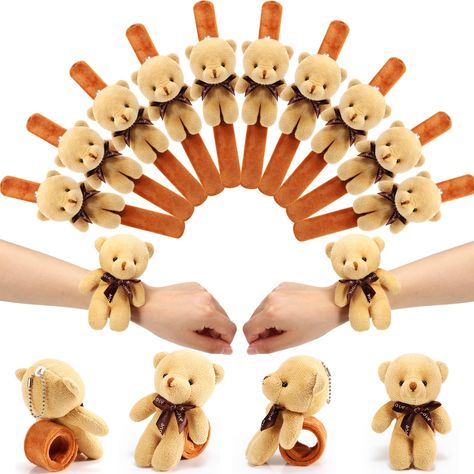 PRICES MAY VARY. Abundant in Quantity: you will receive 16 pieces of bear slap bracelets, cute, delicate and fun, enough for you to wear and share with others, which can add some variety to their own bracelet collection Appropriate Size: each stuffed animal slap bracelet measures about 8.66 inches/ 22 cm long, easy to wear and carry and can fit snug around most wrists, making it ideal for people who love animal themed accessories Cute Animal Designs: these plush animal slap bracelets adopt bear Cabin Party Favors, Camp Theme Birthday, Bear Birthday Theme, Beary First Birthday, Teddy Bear Birthday Party, Animal Party Favors, Bear Puppy, Bulk Party Favors, Teddy Bear Party