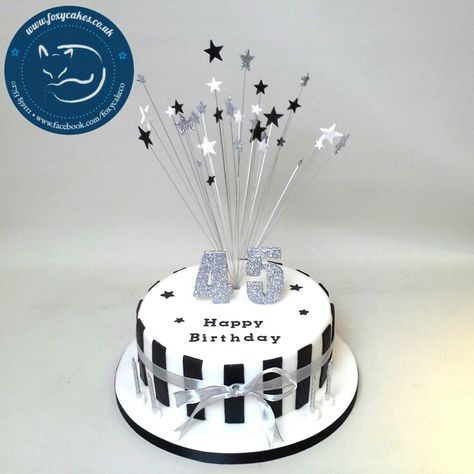 Classy 45th Birthday,  made by The Foxy Cake Company! 50th Birthday Cakes For Men, Birthday Cake For Men, Cake For Men, 45th Birthday Gifts, White Birthday Cakes, Cakes To Make, Chocolate Birthday Cake, 45th Birthday, Cake Name