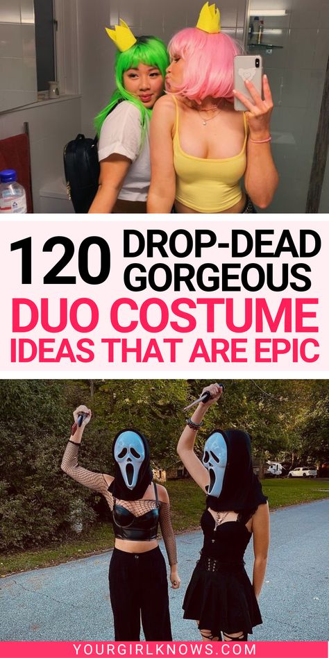 Matching Friends Costume, Girls Couple Costumes, Friend Couple Costumes, Pairs Halloween Costumes, Halloween Costumes You Already Have, Halloween Pair Costumes Best Friends, Duo Halloween Costumes Last Minute, Best Friend Costume Ideas For 2, Easy Best Friend Costumes