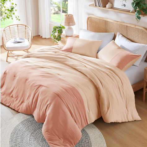 PRICES MAY VARY. Unique Home Decor: Our comforter sets feature a unique color-block style, where different shades in the same color family intertwine and harmonize, adding a touch of fashion and elegance to your bedroom. Preferred Fabric Selection: Our Colorblock comforter sets are super soft and lightweight microfiber fabric, suitable for year-round use. This premium microfiber comforter set is breathable and keeps you cozy, resulting in a deeper, quality sleep. High-Quality Craftsmanship: Our Pastel Comforter Set, Shades Of Pink Bedroom, Pink Twin Comforter, Farmhouse Comforter, Modern Comforter Sets, King Size Comforter, Modern Comforter, Airy Bedroom