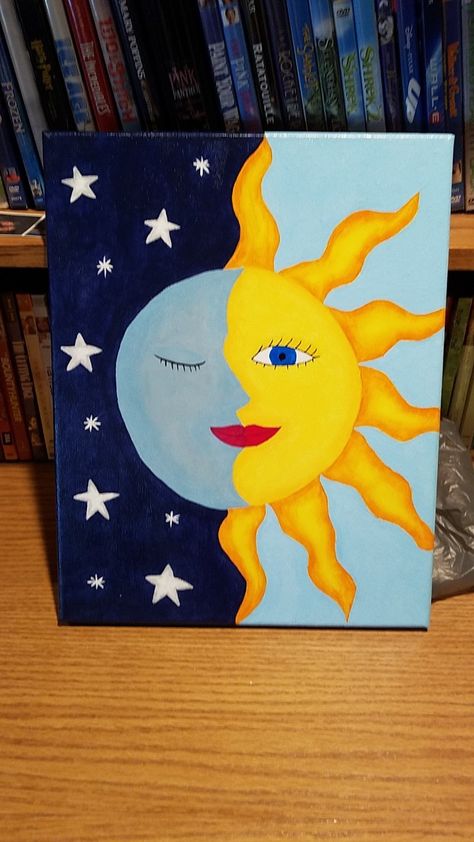 Sun And Moon Crafts For Kids, Moon Artwork, Christmas Crafts For Kids To Make, Moon And Sun, Moon Drawing, Sun Moon Stars, Celestial Art, Kids Artwork, Moon Print