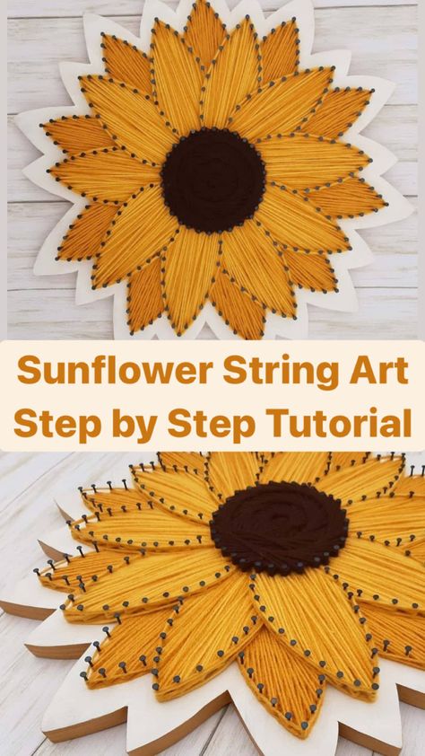 Sunflower String Art Template Free, Small String Art Patterns, Flower String Art Template, String Art Kit, How To Do String Art, String Art Patterns Templates Printable Free, Nail And String Art Patterns, String Art Patterns Templates Printable, Nail And Yarn Art