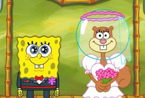 SpongeBob & Sandy Spongebob In Love, Spongebob X Sandy, Spongebob Matching Pfp, Spongebob Wedding, Spongebob Love, Sandy Spongebob, Spongebob Sandy, Spongebob Squarepants Sandy, Spongebob And Sandy