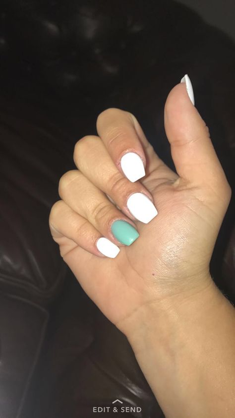 White Teal Nails, White Coffin Acrylics, White And Teal Nails, Teal And White Nails, Hoco Nails, Verse Tattoos, Coffin Acrylics, Aqua Nails, Teal Nails