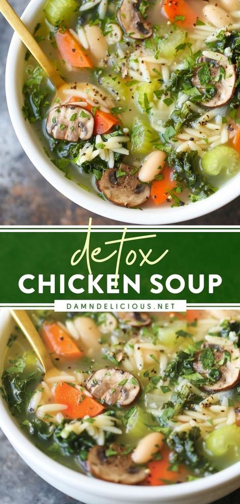 DETOX CHICKEN SOUP Detox Chicken Soup, Easy Healthy Soup, Veggie Soup Recipes, Veggie Soup, Health Dinner, Health Dinner Recipes, 140 Pounds, Easy Soups, Easy Soup Recipes