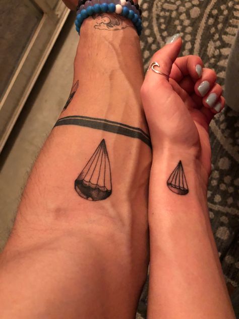 Parachute Tattoo Design, Skydiving Tattoo Small, Parasailing Tattoo, Paratrooper Tattoo, Paragliding Tattoo, Parachute Tattoo, Skydiving Tattoo, Couples Tattoo, Dove Tattoos