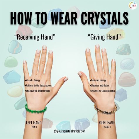 Which Wrist To Wear Crystal Bracelets, Crystal Bracelet Placement, Wearing Crystals, Crystals And Their Meanings, Crystals For Protection, Best Healing Crystals, Healing Symbols, Crystal Healing Chart, Healing Crystals For You