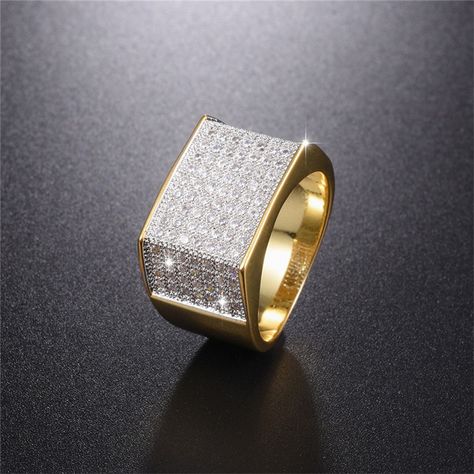 Men's Luxury Hip Hop Ring jewelry 925 Silver bling SONA Simulated Diamond painting full gold rings Gold Rings For Boys, Rings For Boys, Mens Bands, Engagement Ring For Him, Horse Shop, Ring Boy, Hip Hop Rings, Gents Ring, Bracelets Women