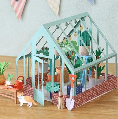 Kids Package Design, 3d Paper Houses, Miniature World, Papel Craft, Paper Plants, Paper Model, World Crafts, Miniature Books, Printed Sheets